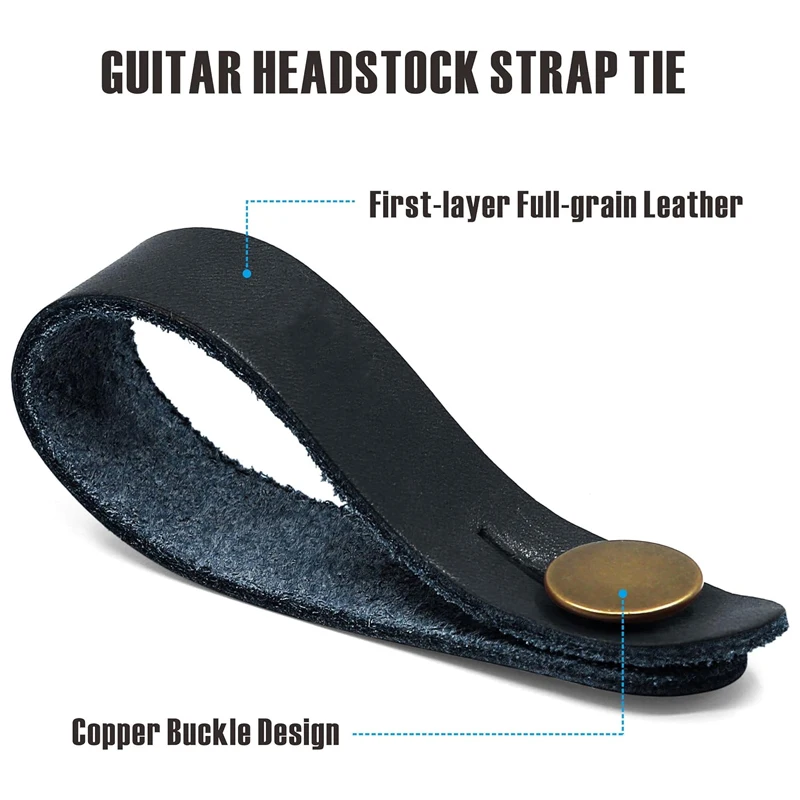 Guitar Neck Strap For Acoustic Ukulele Mandolin Leather Shoulder Headband Strap Tie With Anti-slip Lock Buckle And Three Picks