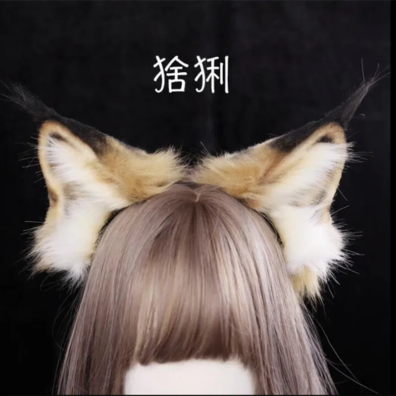 

New Arrived Custom Made Lynx Ears Hairhoop Cat Ears Headband Headwear Cosplay Prop Costume Accessories