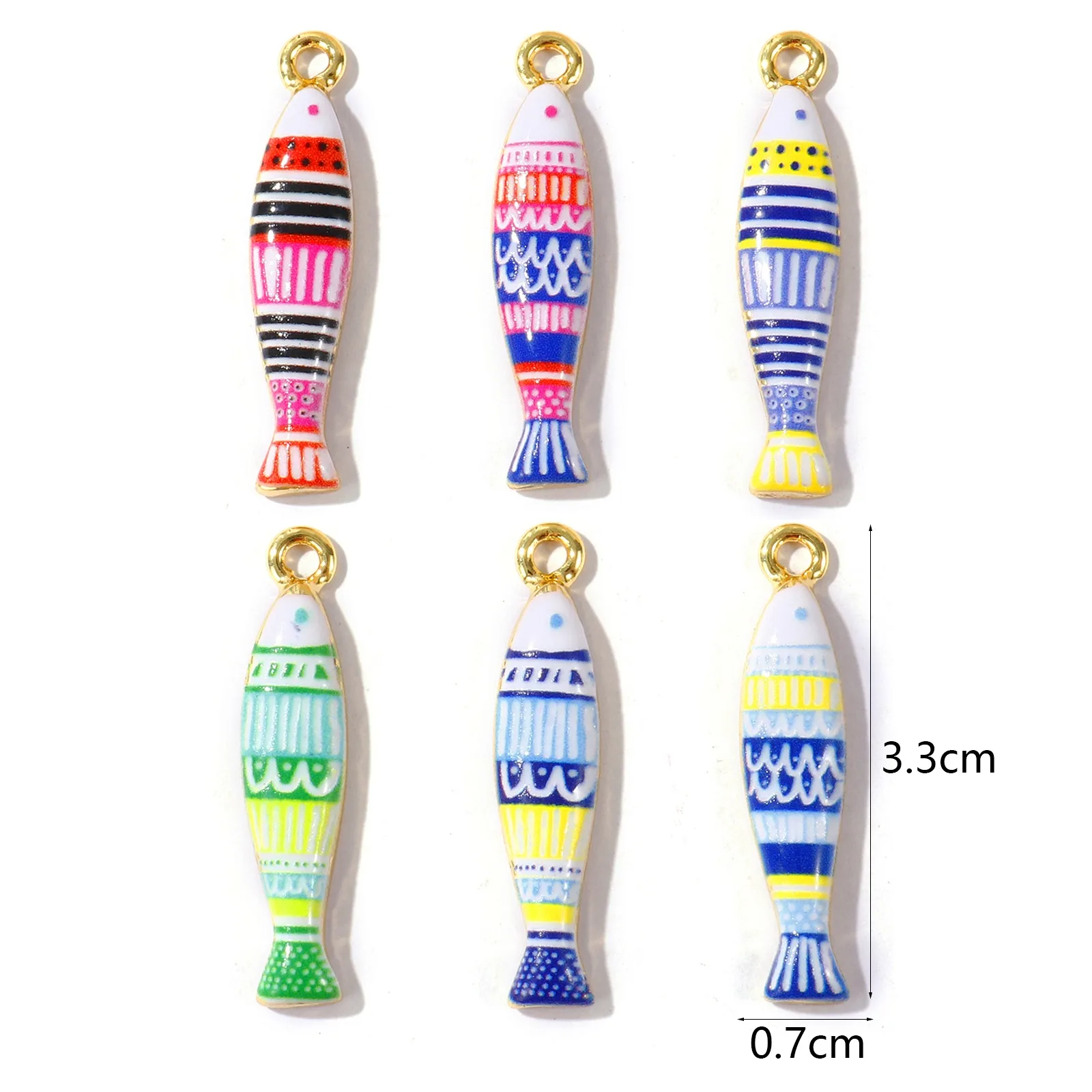 2pcs Brass Ocean Jewelry Pendants 18K Gold Plated Fish Animal Multicolor Printed Charms DIY Necklace Women Jewelry 3.3cm x 0.7cm