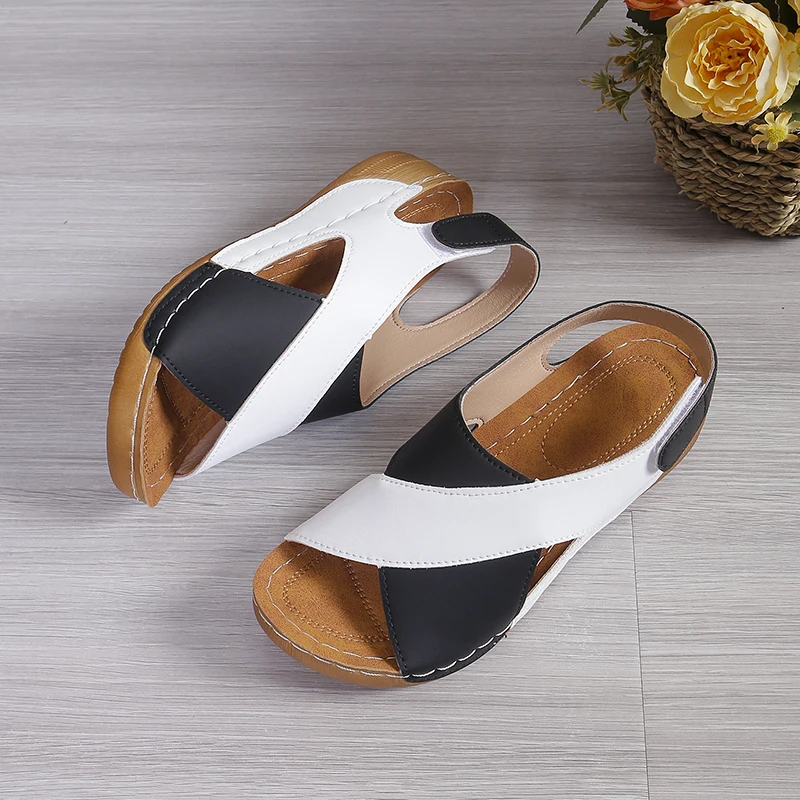 Woman Comfortable Platform Roman Sandalias Mujer New Women's Contrast Color Wedge Sandals Summer Peep Toe Non Slip Beach Shoes