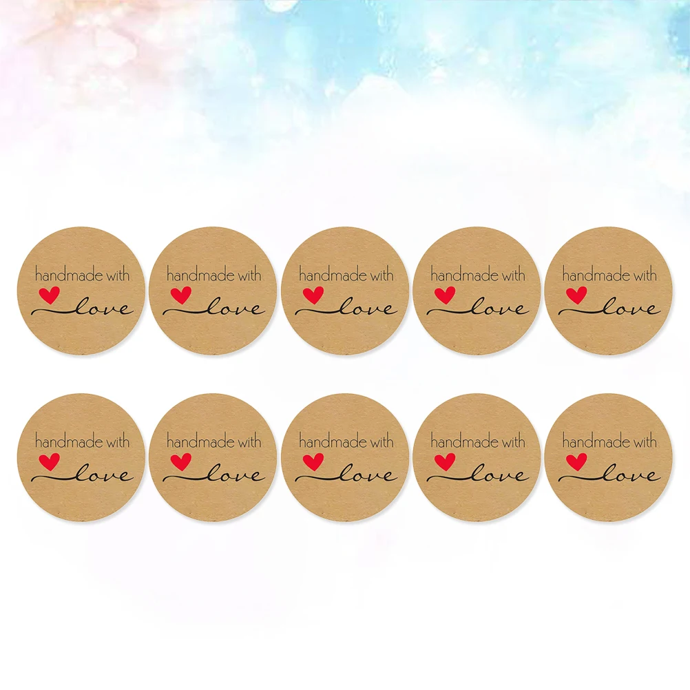 

500 Sheets/Volume Stickers Cowhide Label Circle Labels Handmade Circular Brown for Jars Bakery Packaging Kraft