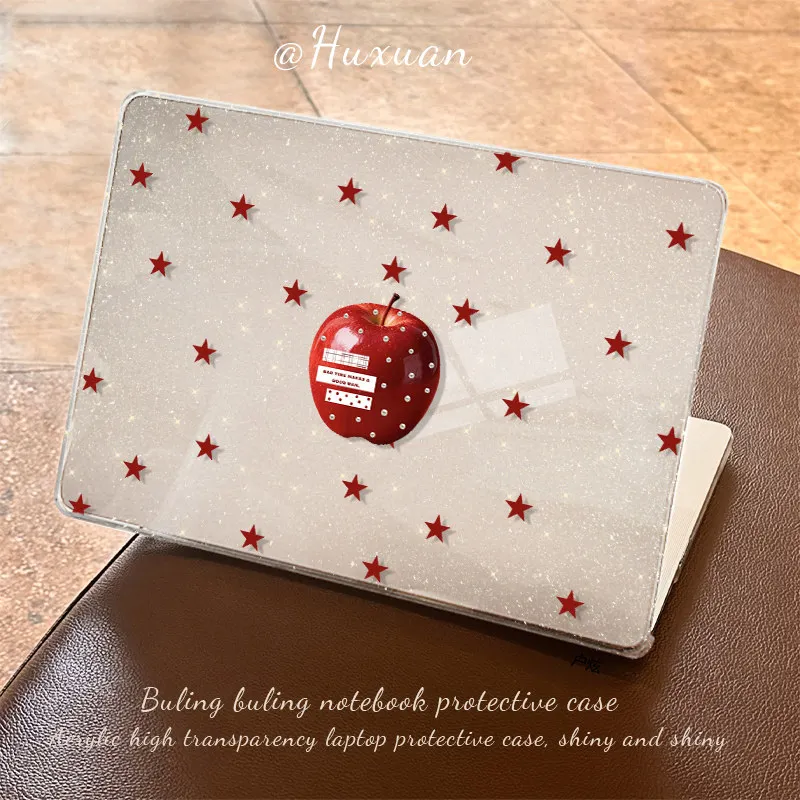 Red Star Apple Shining Laptop Case For Macbook Air 13.6 M4 NEO 15 M3 Hard Shockproof Cover For Mac Book Pro 13 M1 M2 14 M4 M5 16