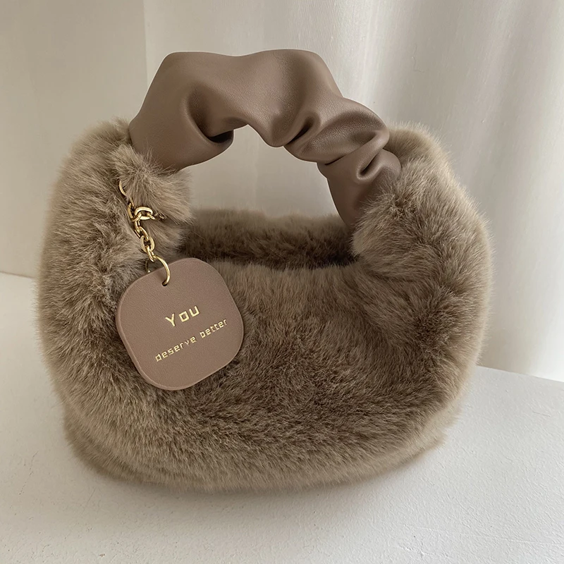 

Evening Faux Fur Handbags for Women Fluffy Fuzzy Bags Purse Crossbody Shoulder Strap