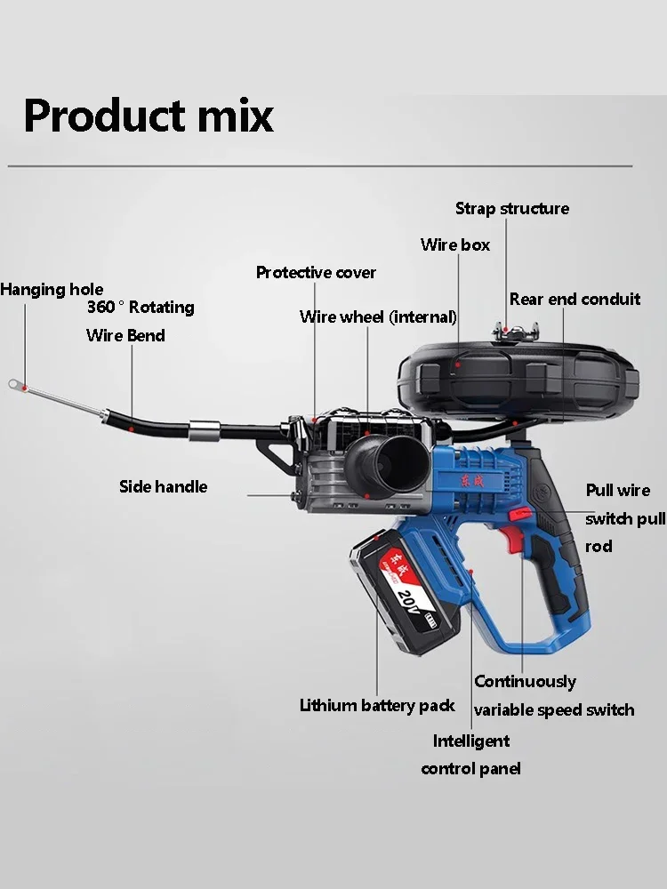 التلقائي مجتذب كهربائي من خلال الجدار فرش كهربائي التوتير آلة قابلة للشحن آلة خيوط الجدار للأسلاك #2