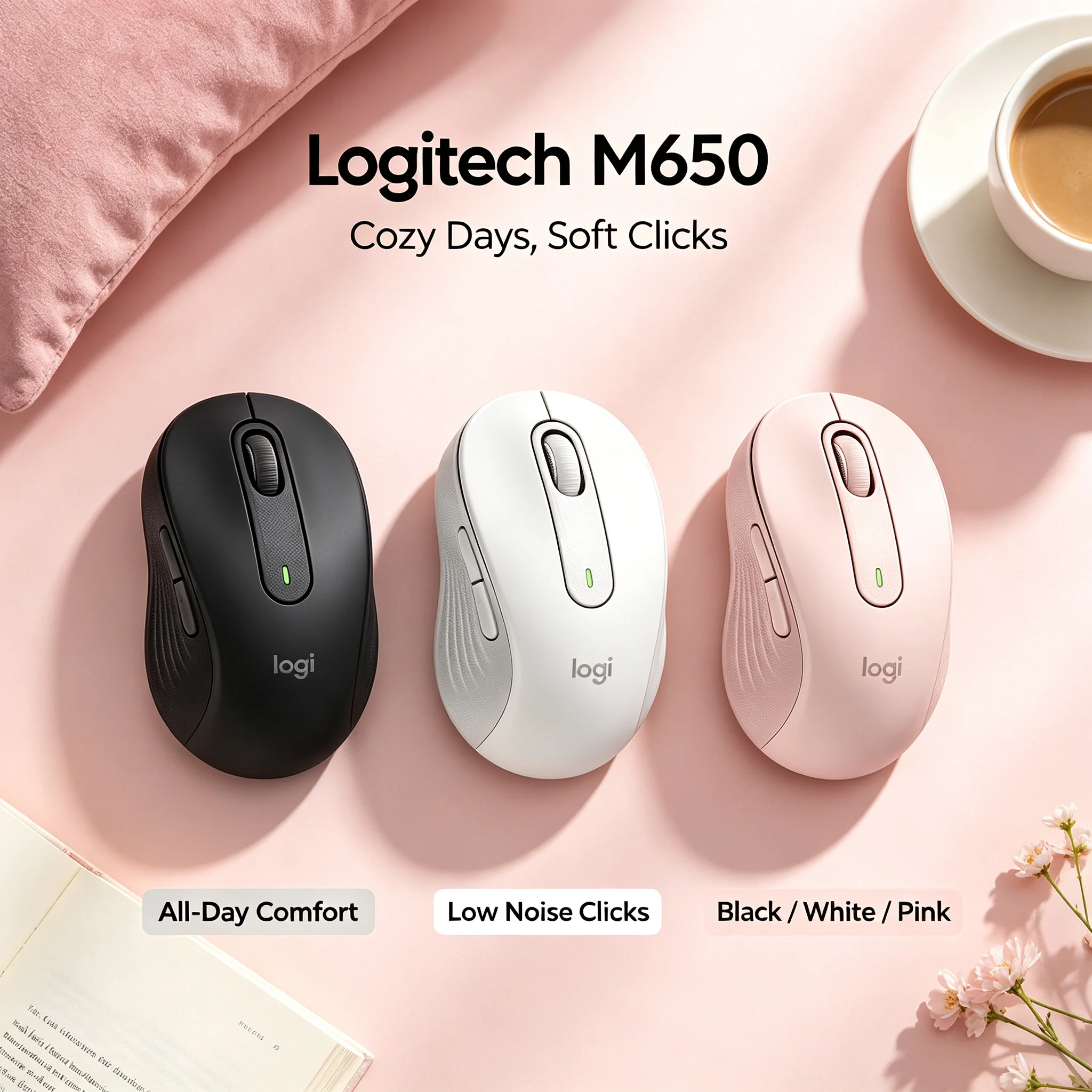 Original Logitech M650 Wireless Silent Mouse Bluetooth Ergonomic Mice For Office Work Notebook Computer