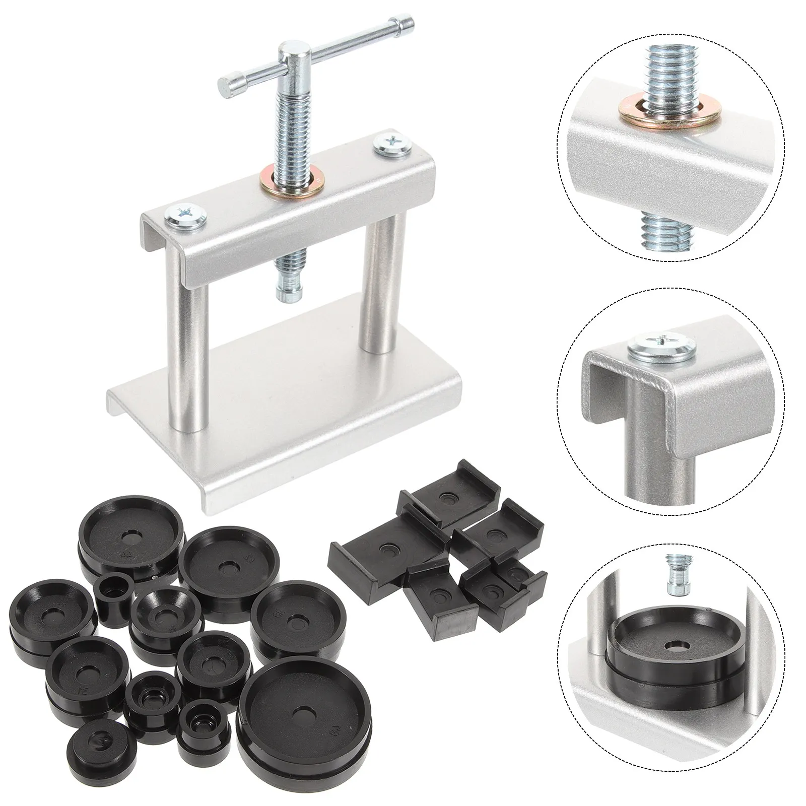 1Set Professional Watch Press Tool Set with Plastic Molds for Back Cover Pressing Battery Replacement and Case Repair