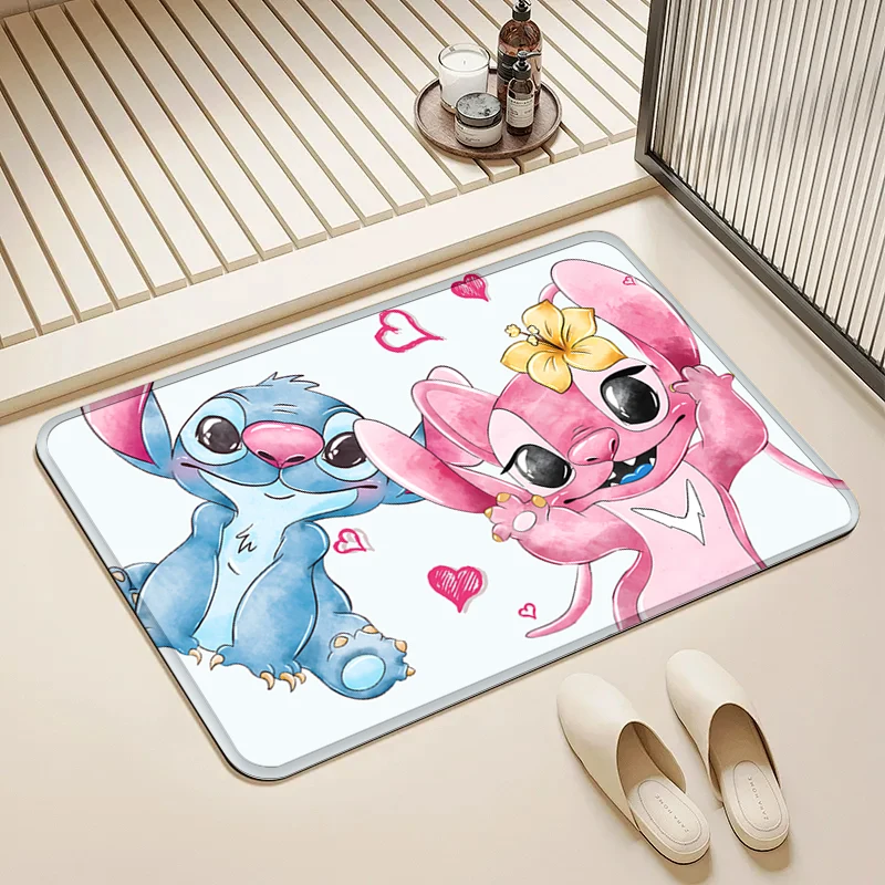 

Disney Watercolor Stitch & Angel Pattern Doormat Anti-slip Entrance Mat Home Decor Floor Rug for Living Room Bedroom Bathroom