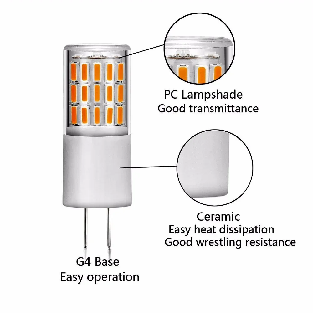 10pcs G4 LED Lamp 12V 3W 45LEDS SMD4014 No Flicker 360 Beam Angle LED Bulb Replace 30W Halogen Crystal Light Chandelier For Home