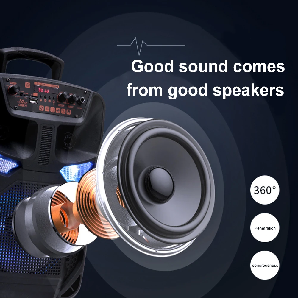 Outdoor Portable Wireless Speaker Dual 8inch Music Stereo Subwoofer Bass USB Power Supply For Dancing Party Family Karaoke Home