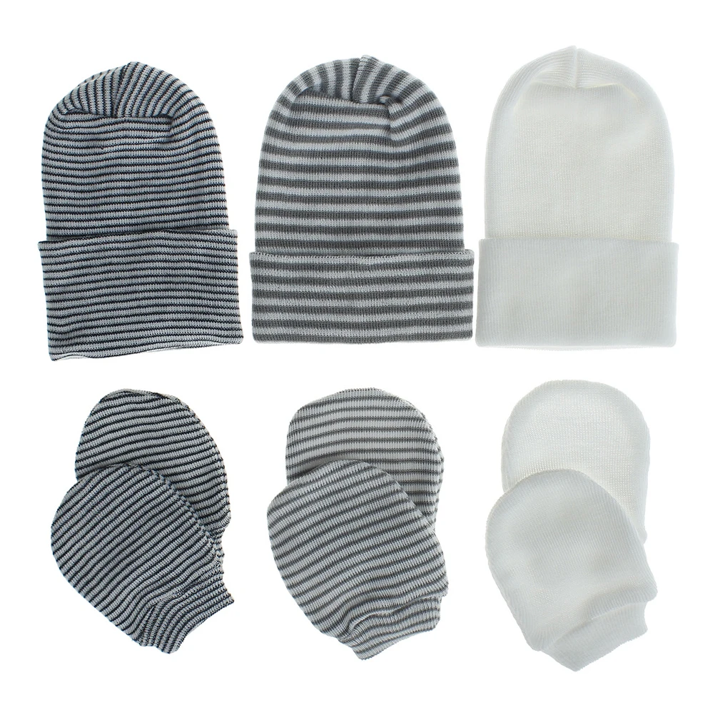 

1 pc Newborn Hat Gloves Set Stripe Cotton Cap Winter Accessories Warm Soft Comfortable Premium Material Keep Warm