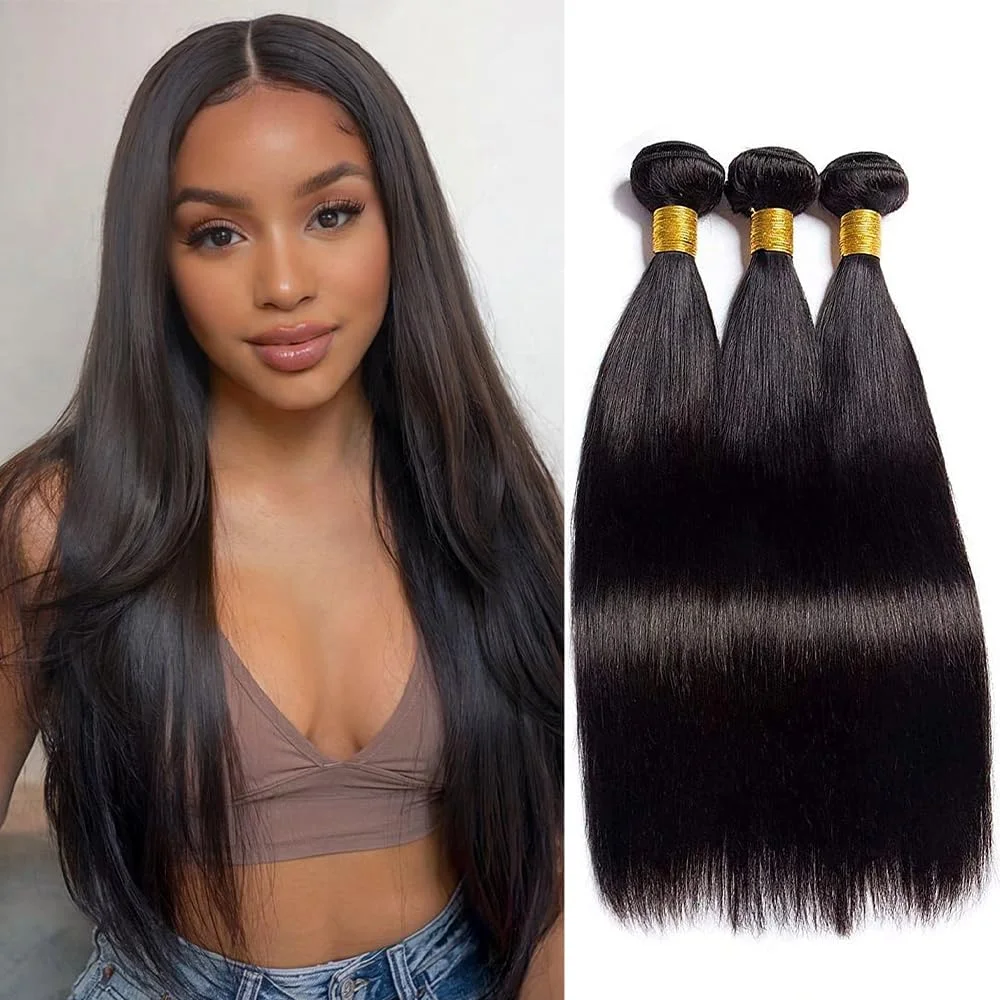 Straight Bundles Human Hair Brazilian Virgin Hair Weave Bundles Human Hair for Women Remy Trippy Human Hair Raw Weft Bundles