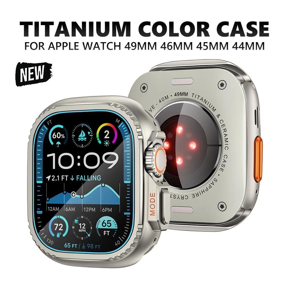 Stoßstangen-Metallgehäuse für Apple Watch Ultra 2 49 mm, 46 mm, 45 mm, 44 mm, kein Bildschirm, Glasabdeckung für iWatch-Serie 10, 9, 8, 7, 6, 5 SE-Zubehör