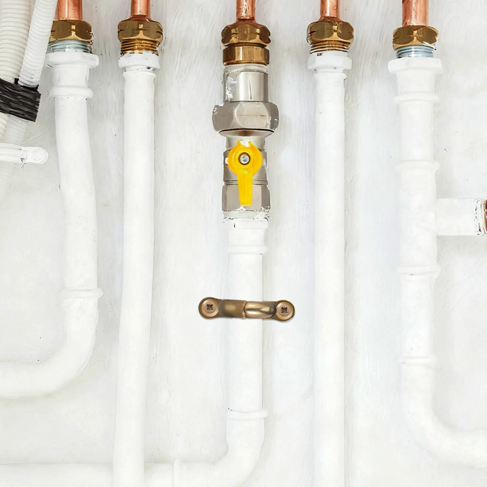 

Brass Pipe Clamp Heavy Duty Hose Clip Support Bracket 2 Holes Durable Easy Install High Pressure Fixation Tension Clip