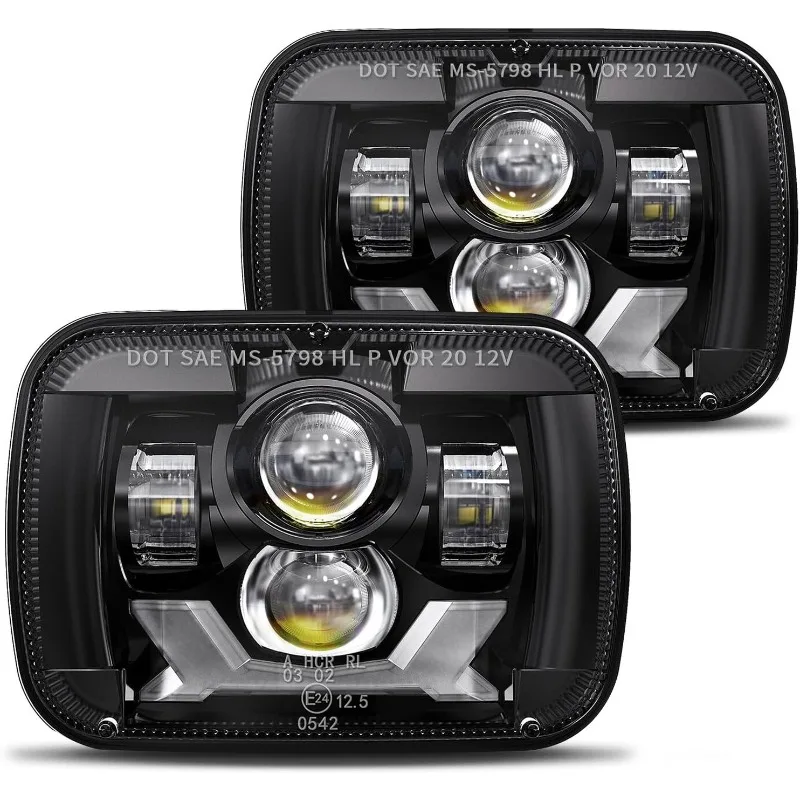 

Pair 180W 1000% Bright H6054 5x7 7x6 Led Headlights Compatible with Jeep Cherokee XJ Wrangler YJ DOT Anti-glare DRL Turn