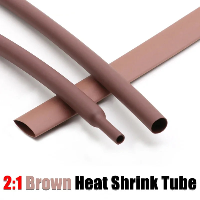 1 Meter Brown 2:1 HeatShrink Tubeing Dia1 2 3 4 5 6 7 8 9 10 12 14 16 20 25 30 40 50mm Polyolefin Thermal Cable Sleeve Insulated