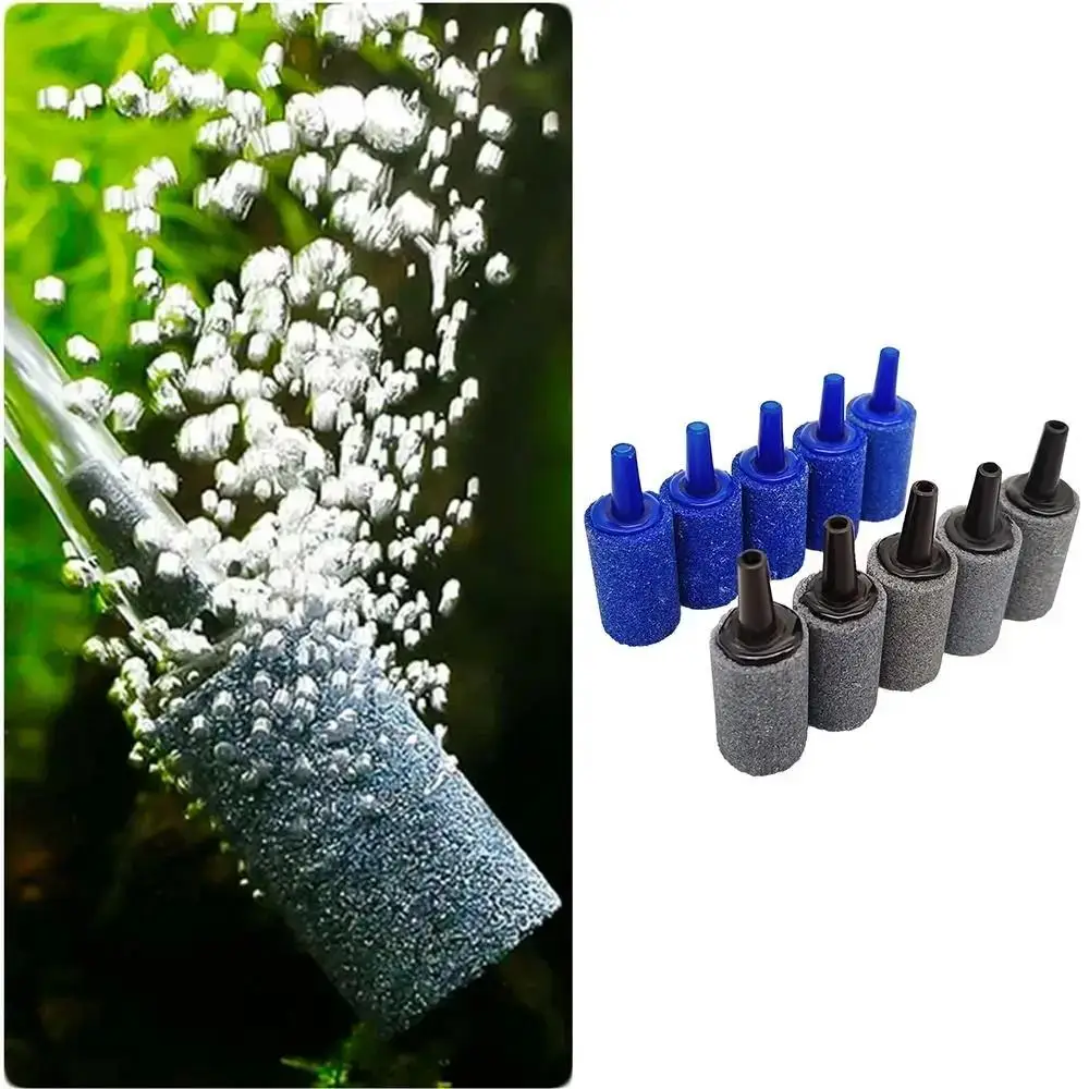 Fashion 10Pcs Mineral Bubble Diffuser Aquarium Stone Air Pump Accessories Silicon Carbide Airstones Cylinder Shape