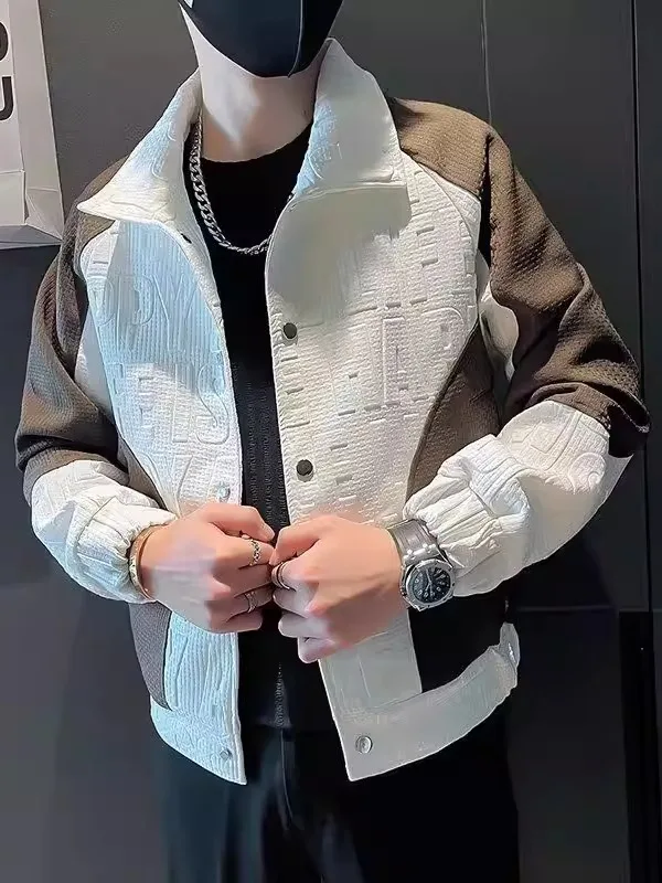 

Высококачественная мужская куртка с воротником, повседневная цветная блузка с буквенным принтом, весна-осень, подставка из полиэфирного волокна, подходит для молодежи