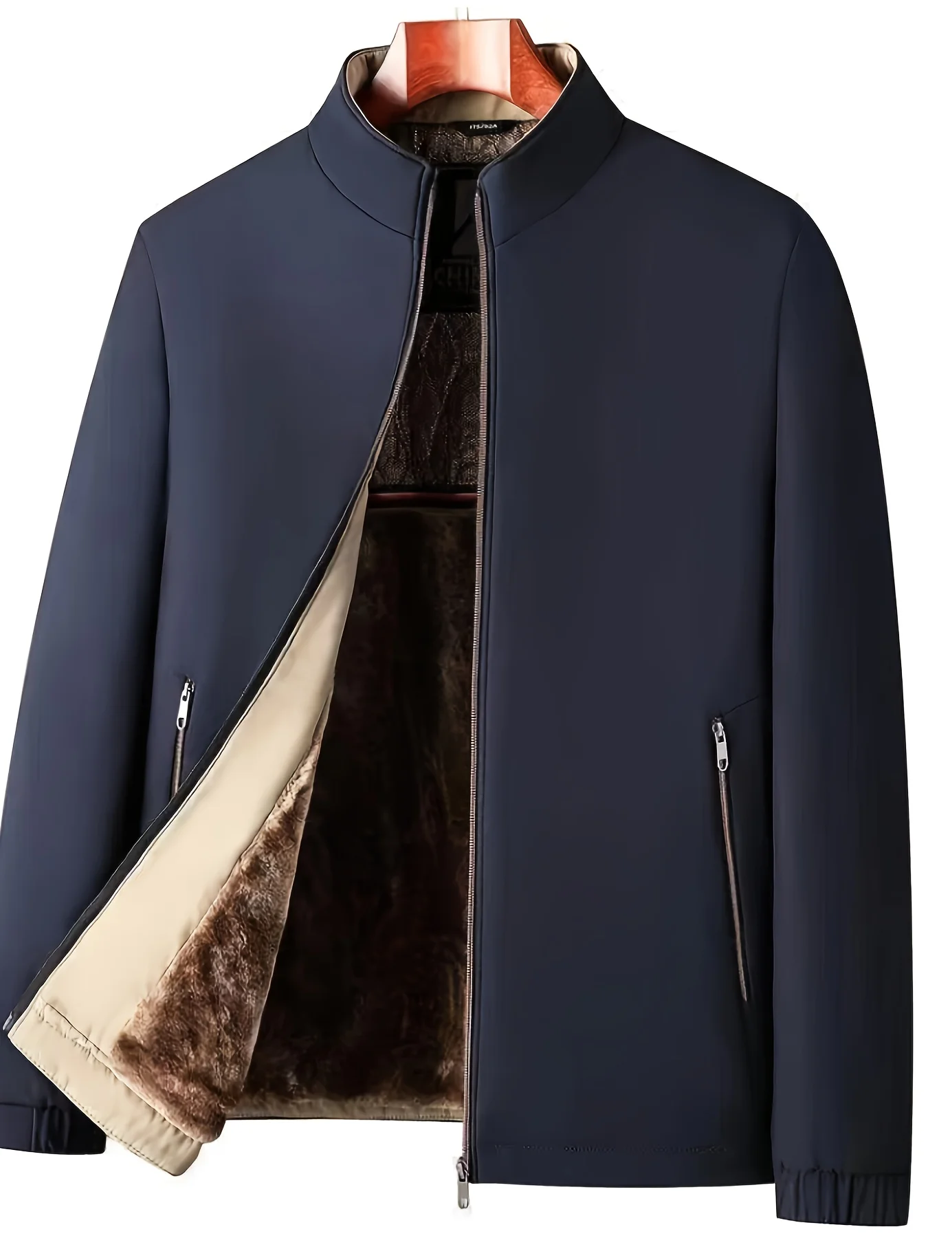 سترة سميكة مبطنة بالصوف للرجال، ملابس خارجية دافئة للرجال، معطف قطني، ملابس شتوية للأعمال #3