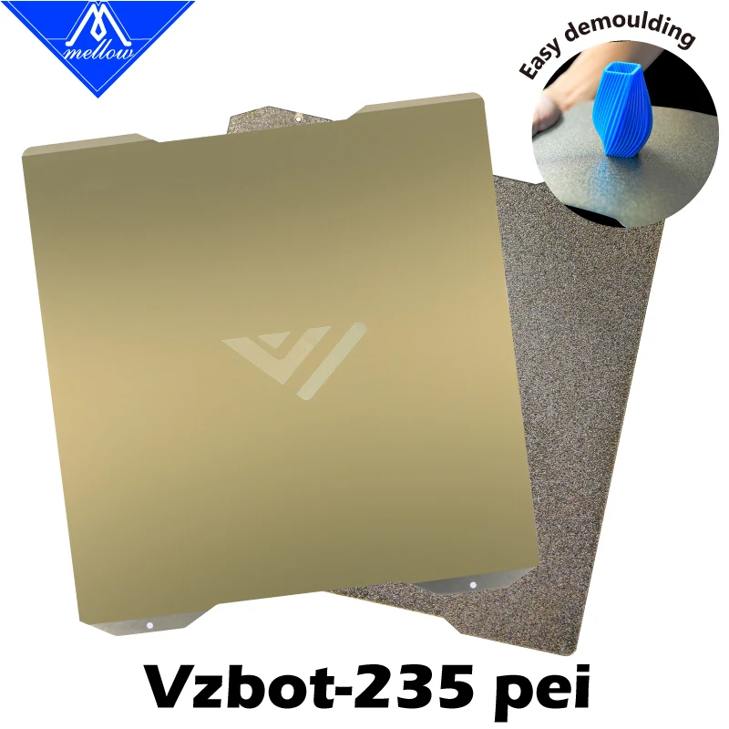 

Mellow VzBoT VZ235 Double Sided Textured And Smooth PEI Powder Coated Spring Steel Sheet With Magnetic Sticker For 3D Printer