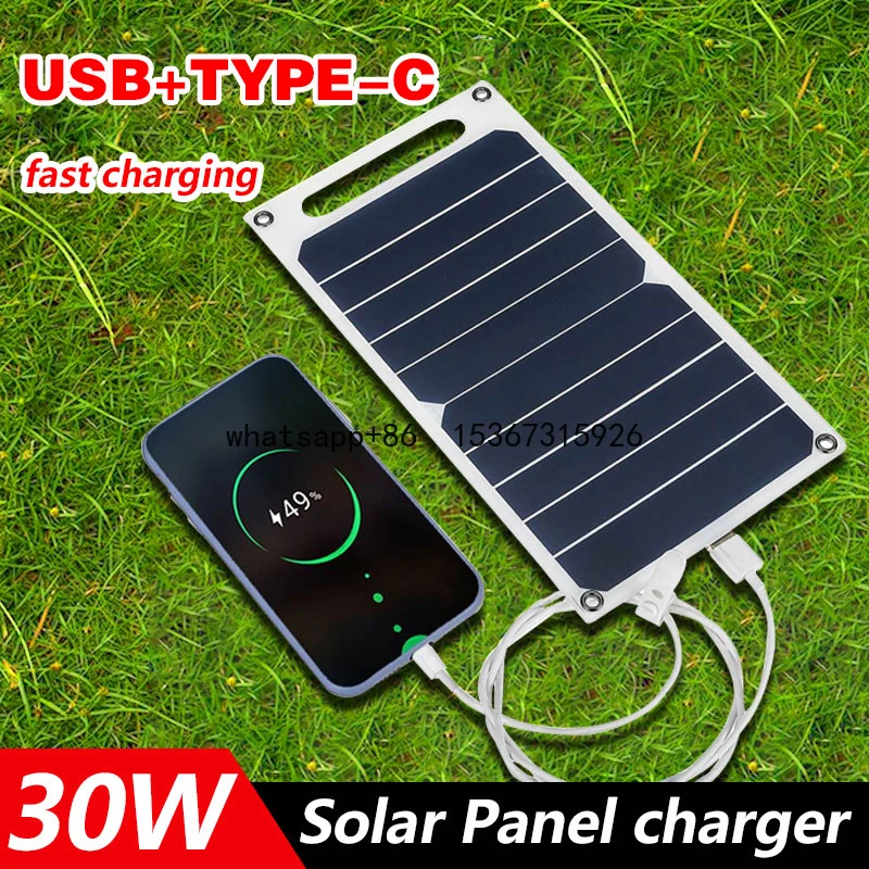 

New Solar Panel 30W Factory Direct Sales Solar Mobile Phone Power Bank Portable Mobile Power Supply 6.8Vfor Car Yacht RV