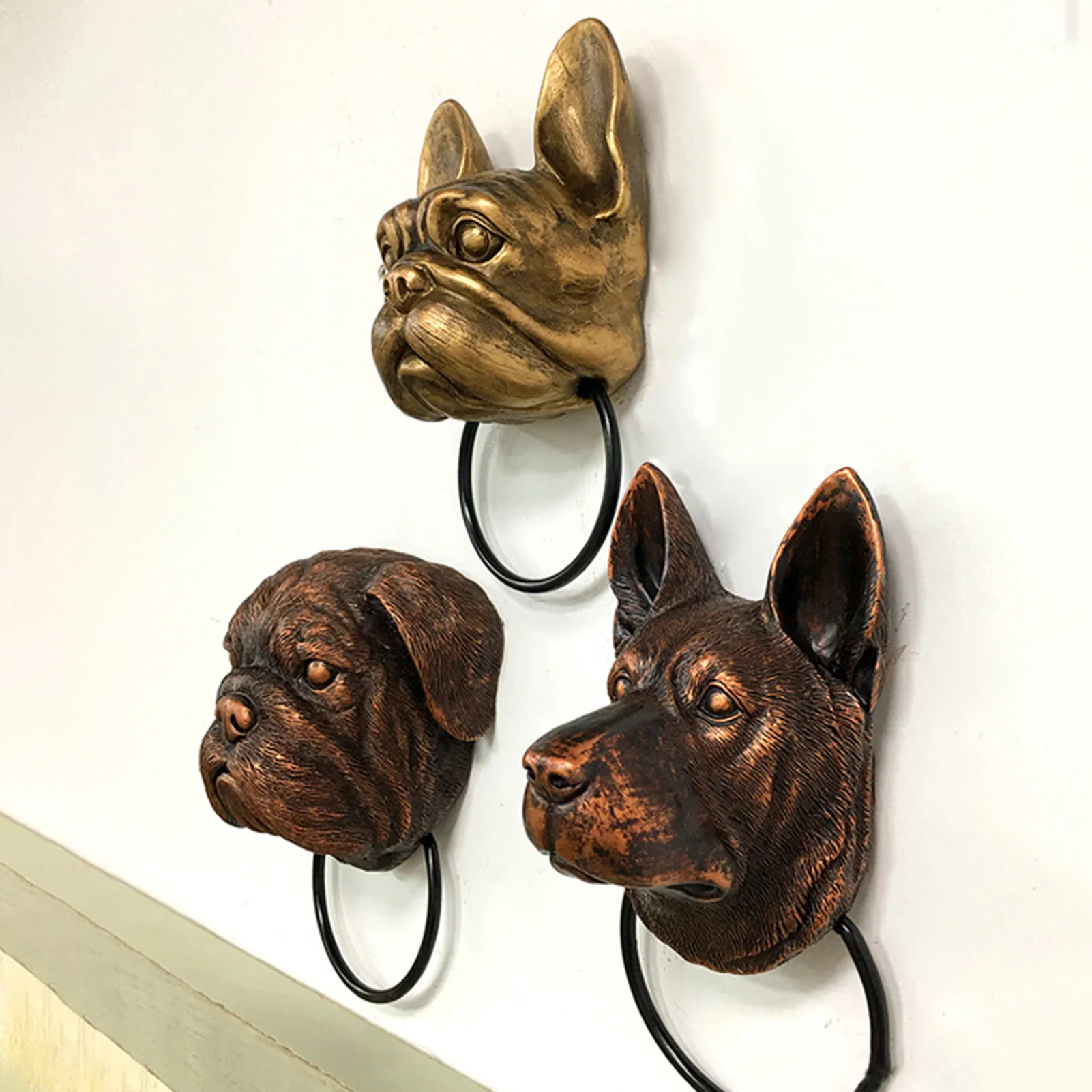 Retro Animal Head Door Knockers Resin Crafts Personalized Door Knocker Heavy Duty Wall Art Decoration for Home Garden