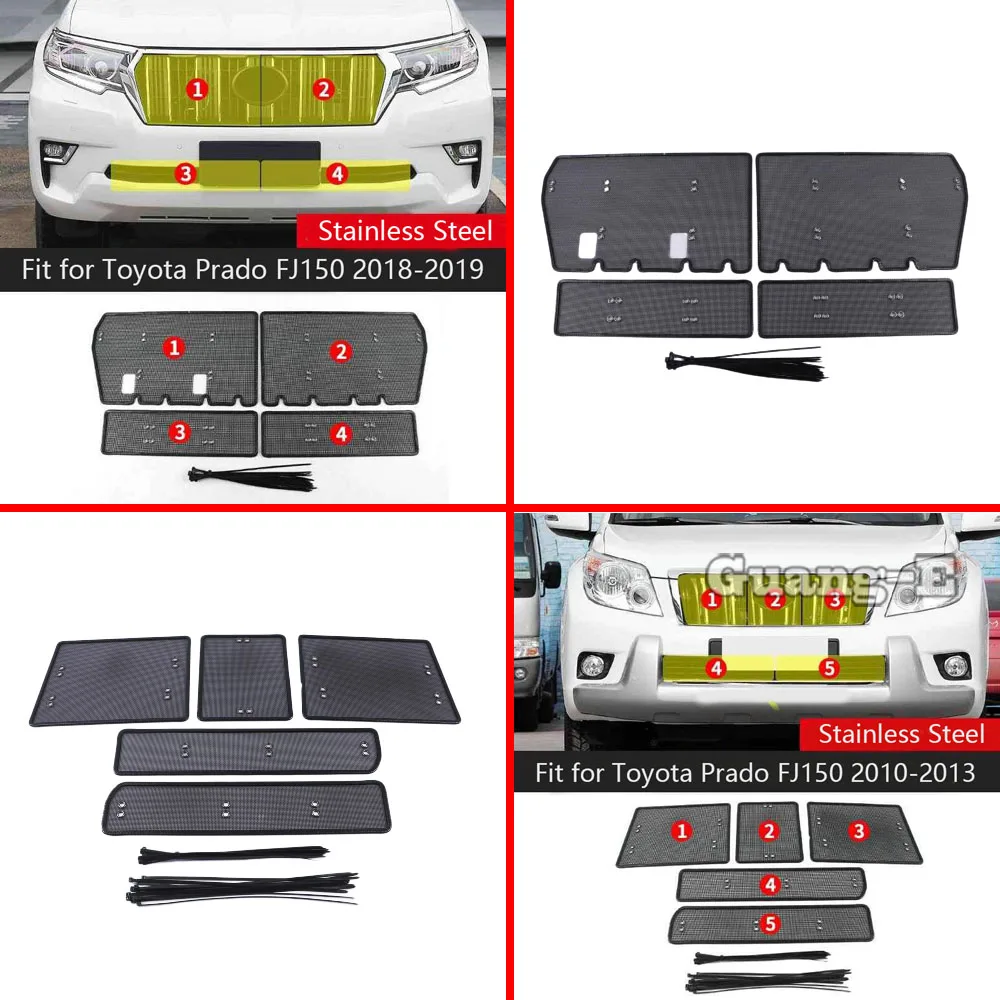 Car Insect Screening Mesh Frame For Toyota Prado FJ150 2010 2011 2012 2013 2014 2015 2016 2017 2018 2019 Grill Grille Netting