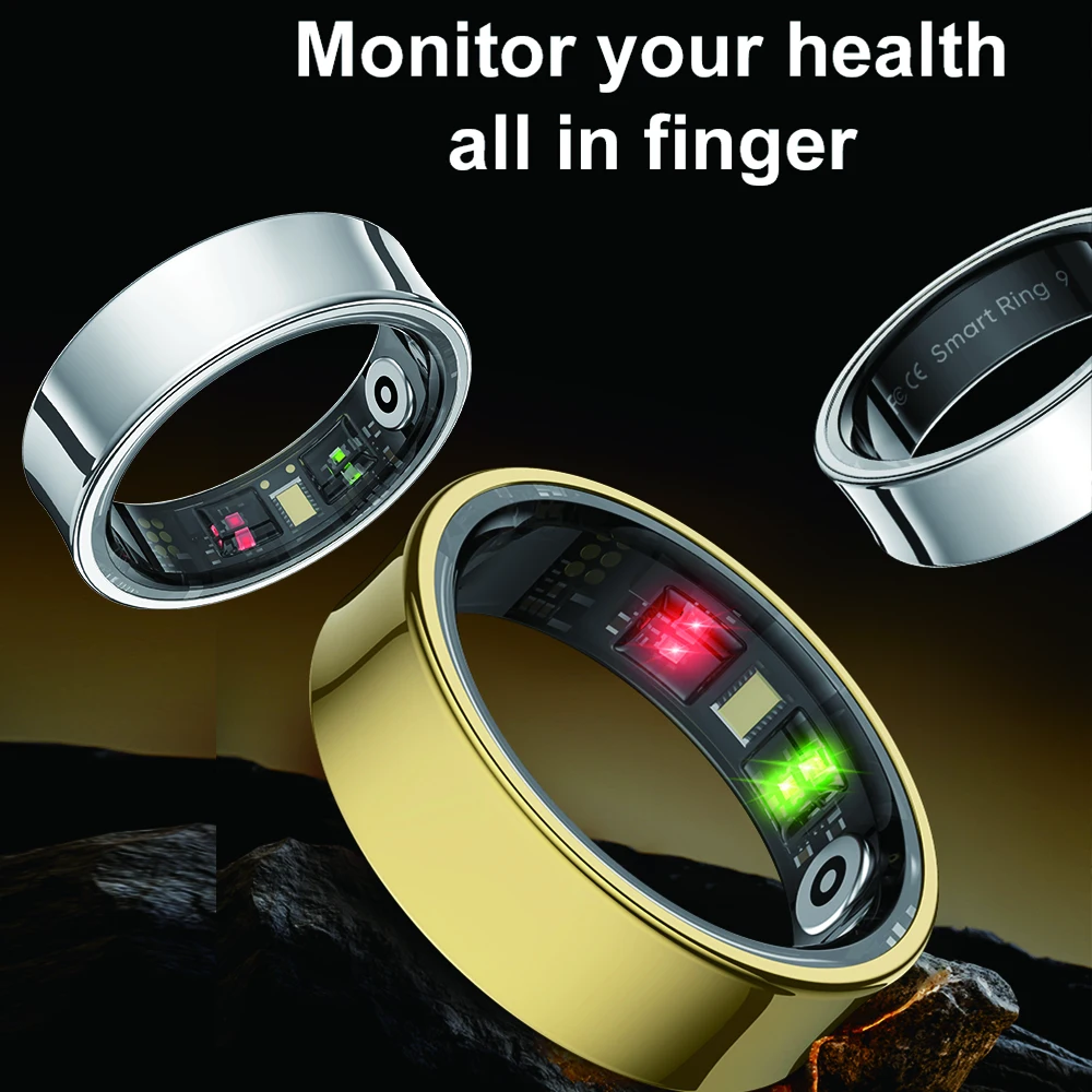 

New R09 Smart Ring Men Women with Charging Case, Body Temperature Health and Sleep Monitor For Xiaomi Samsung Phone