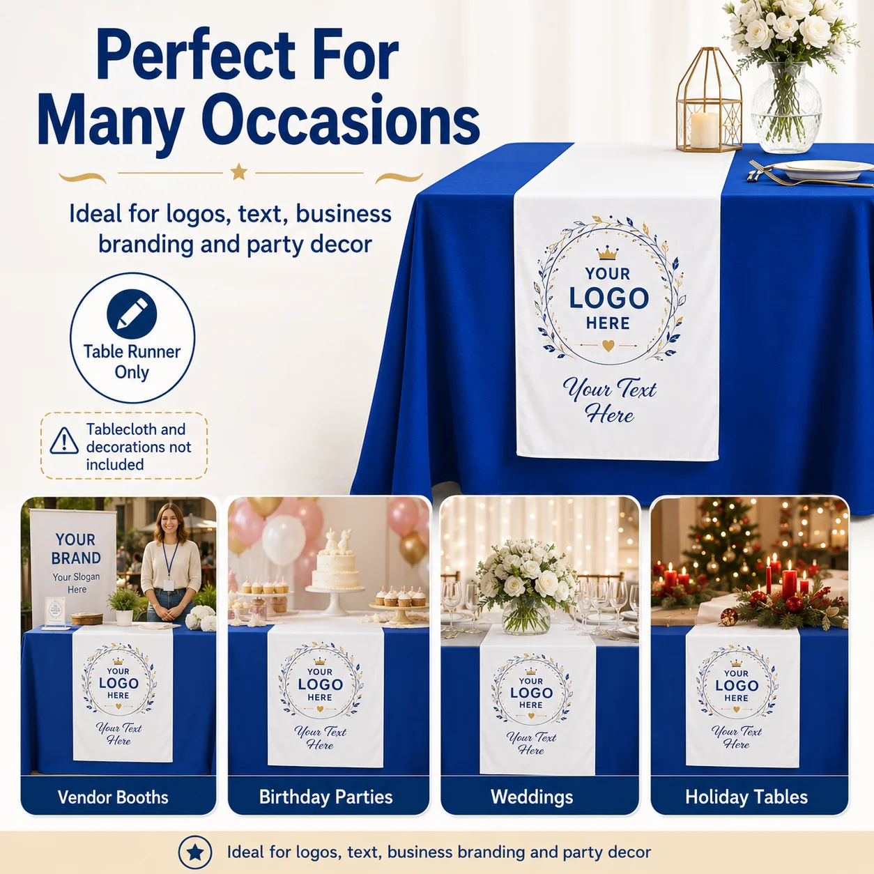 Custom Table Runner with Logo or Text Personalized Table Runner for Wedding Party Business Event Table Decoration