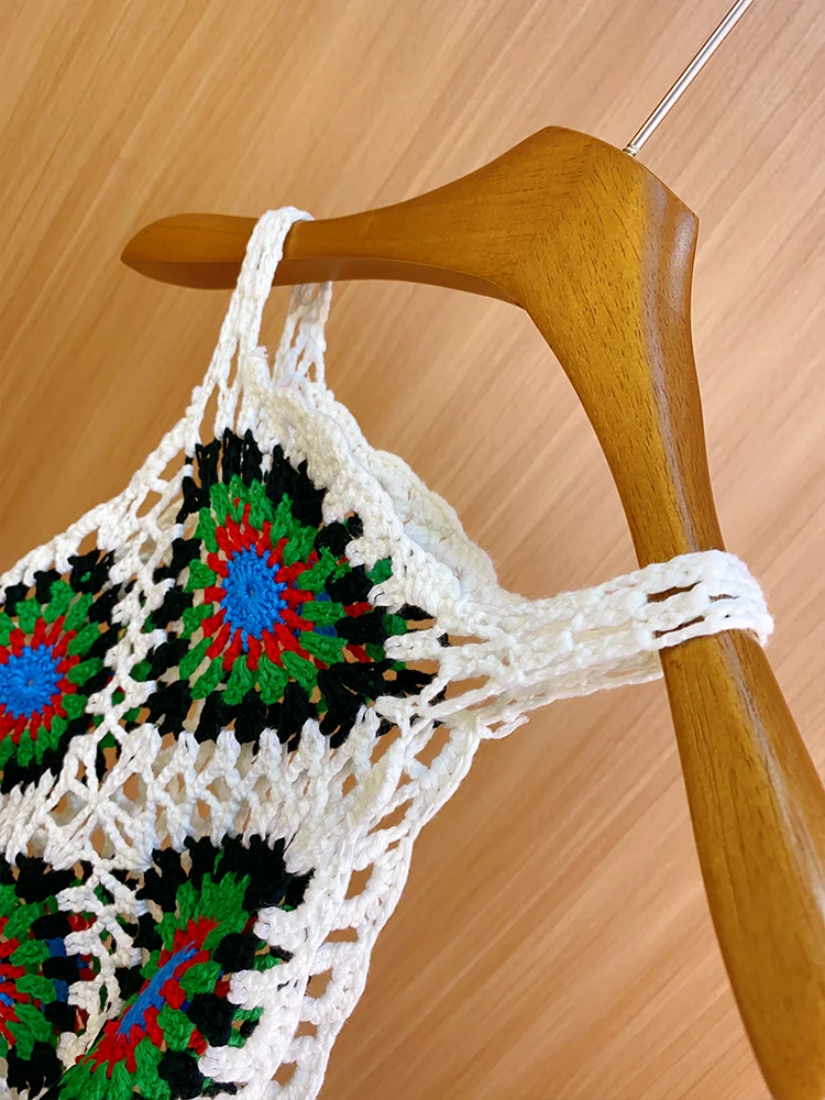 Handmade Hollow Out Beach Vacation 2024 Summer Women Crochet Camisole Tank Tops Women Clothes