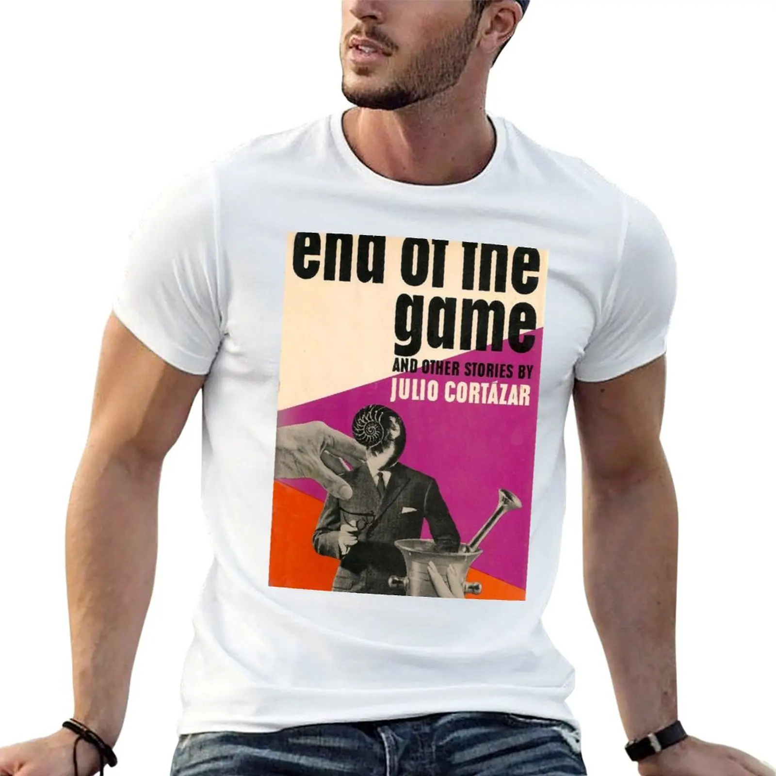 Fin del juego de Julio Cortázar - Camiseta vintage de los años 60 con diseño de libro en formato paperback, camiseta para hombre, camisetas divertidas de lujo, camiseta para hombre