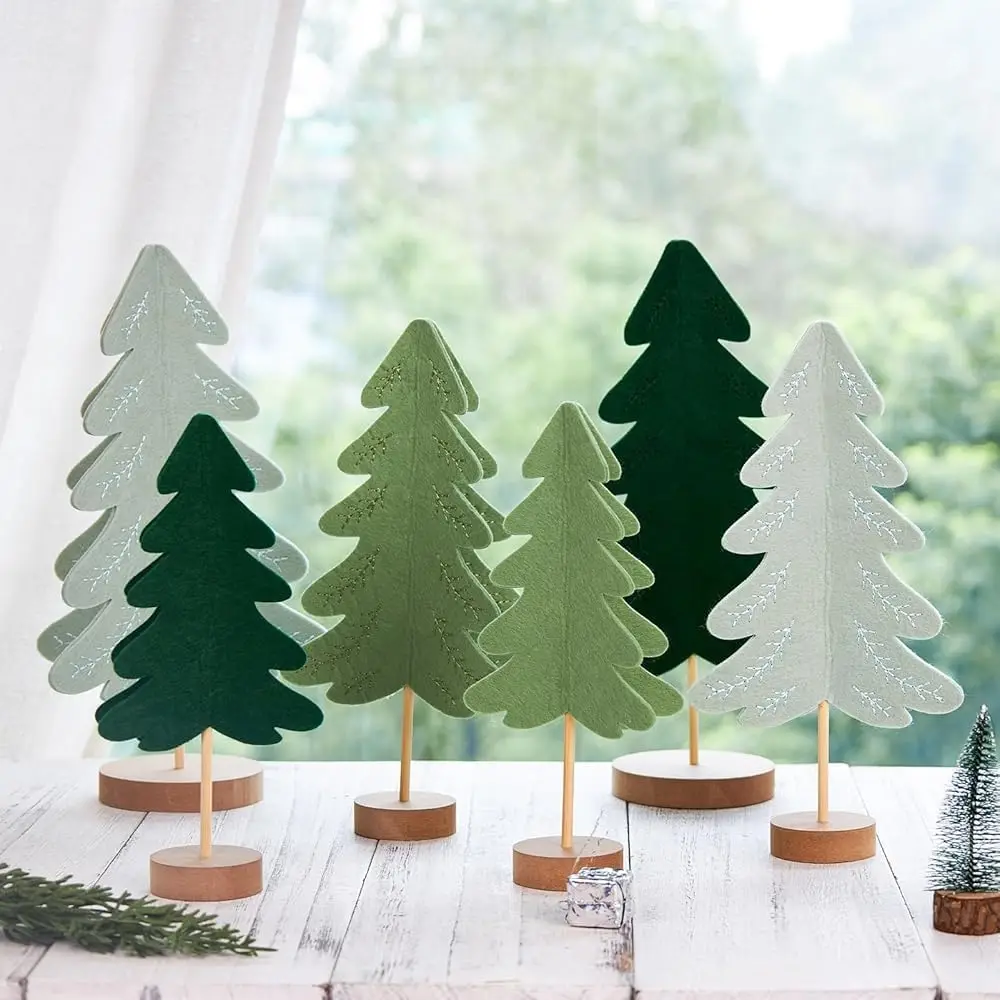 

6 PCS Christmas Table Decorations, Felt Tree Centerpiece for Home, Office, Holiday & Xmas Gift