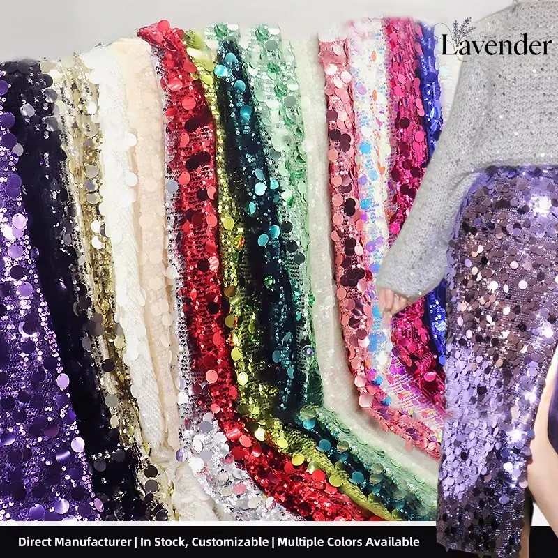 Women's Large 5mm+18mm Breathable Knitted Sequin Mesh Fabric for Spring/Summer Evening Wear Home Textiles & Girls' Bags