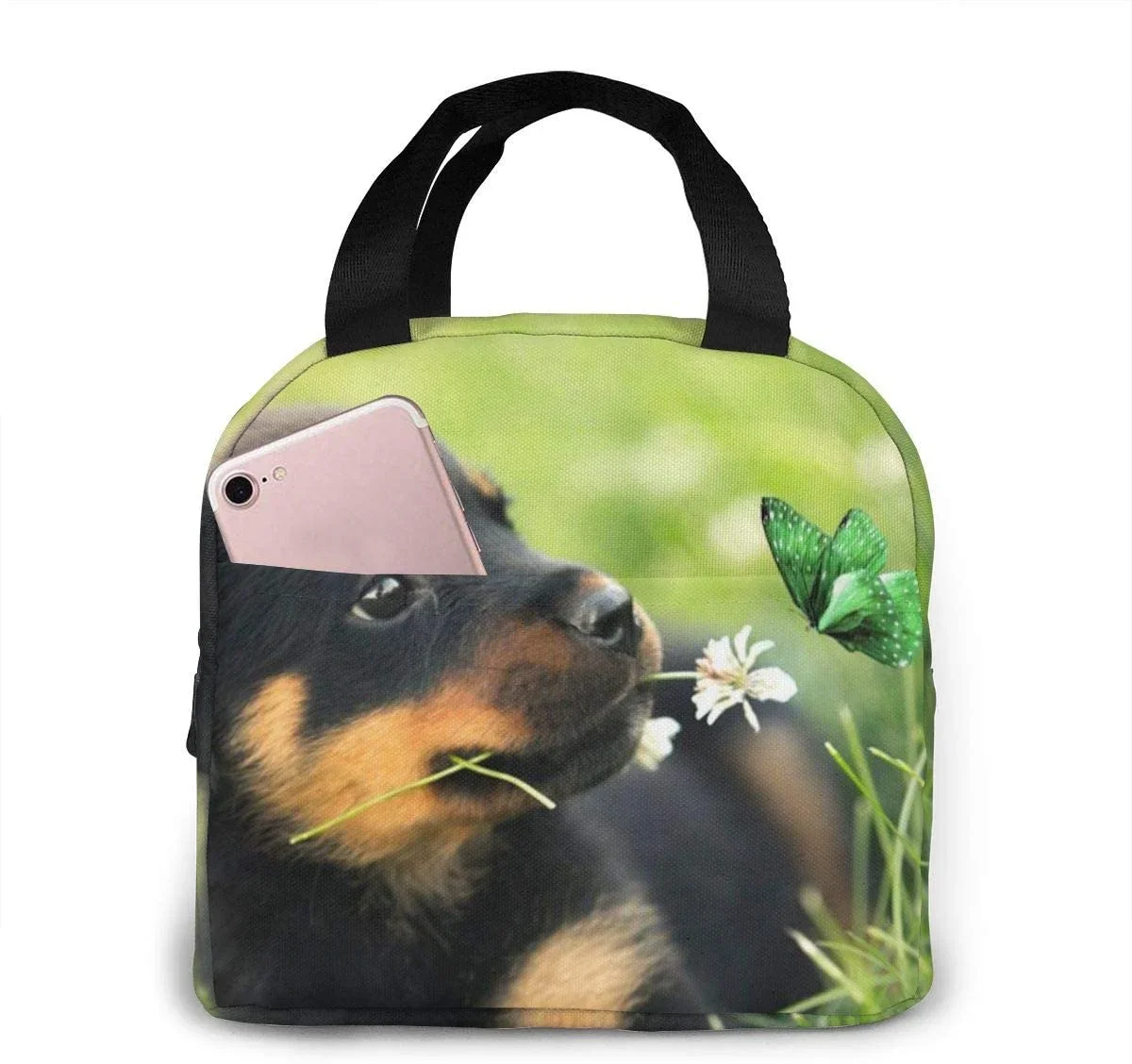 Rottweiler Dog Lunch Bag Insulated Lunch Box Waterproof Tote Bag Portable Bento Bag for Men & Women Work Picnic or Travel