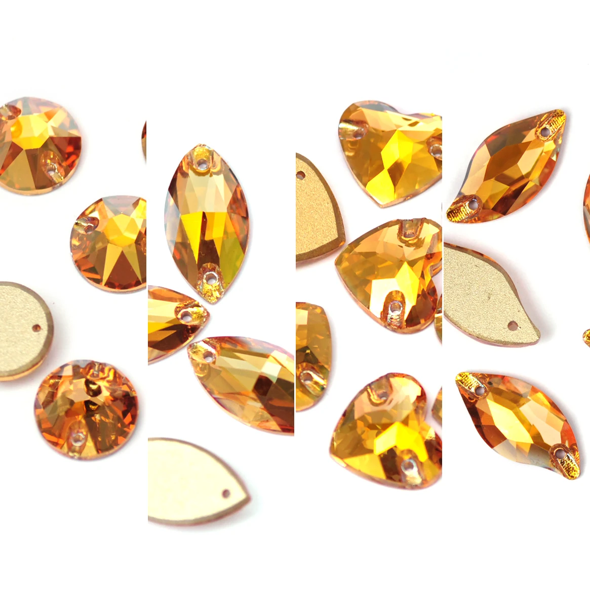 PUBRILEX Value Pack SunShine Sew-on Rhinestones Flatback Chamfered Crystal Garment Jewelry Dress Decorations