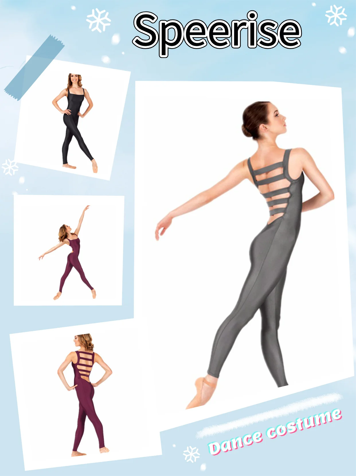 

Speerise Women's Spandex Dance Unitard Sleeveless Bodysuit with Ladder Back One Piece Bodycon Workout Jumpsuit