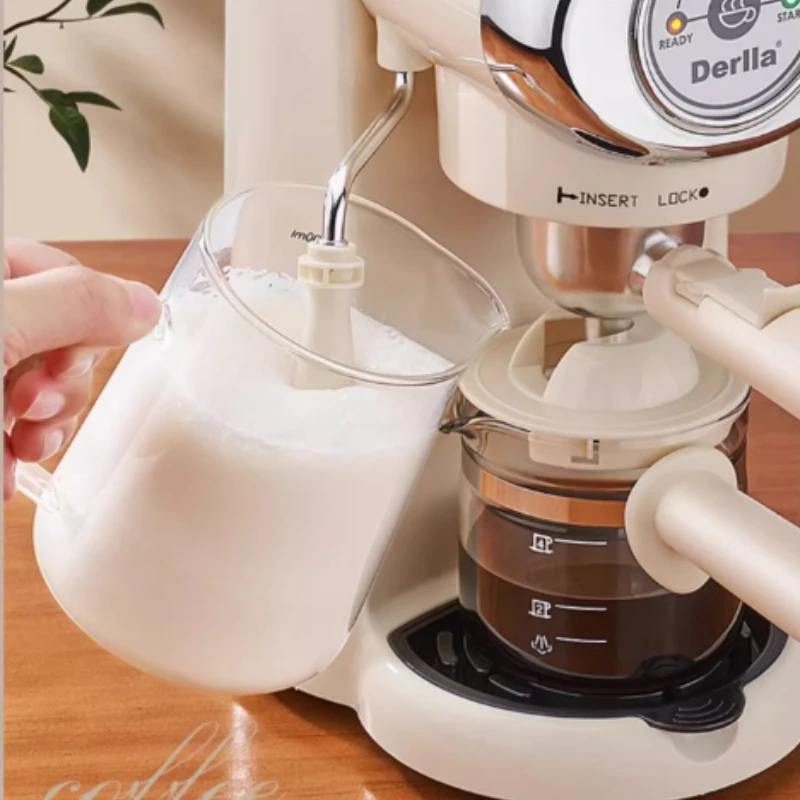 New Italian Coffee Maker Machine Household Small Semi-automatic Office Extraction and Foam Integrated Machine Brewing Coffee Pot