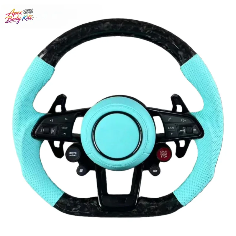 Custom Forged Carbon Fiber Sport Flat-Bottom Steering Wheel for Audi R8 4S MK2, A6, S6, RS7, A8, S8 D4, A3, S3 TT Without Airbag
