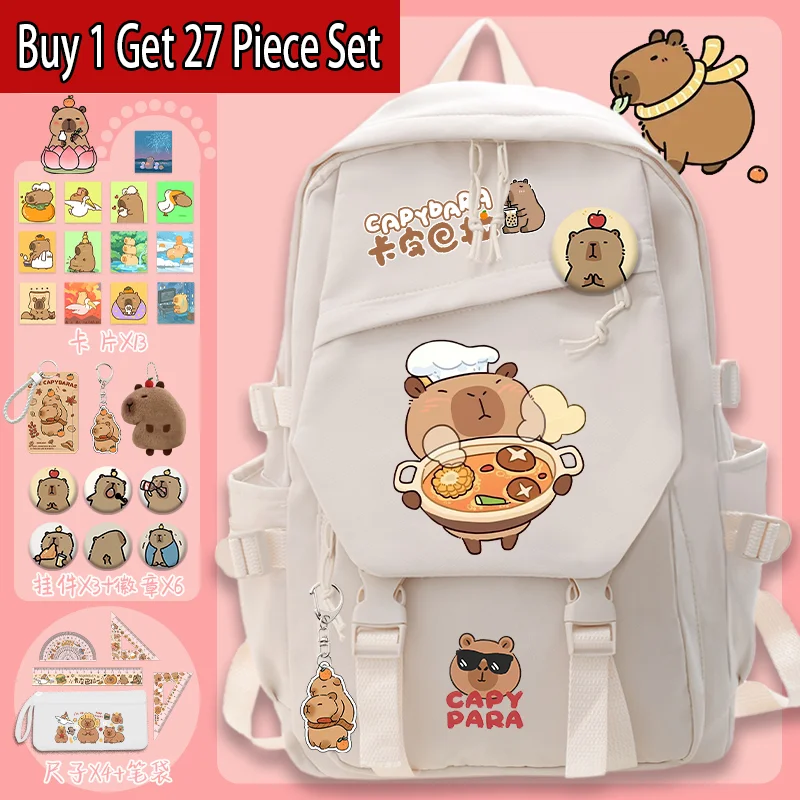 2025 New Capybara Cute Children's Backpack for Girls, Fashionable Print Teen Backpack, Large Capacity School Backpack