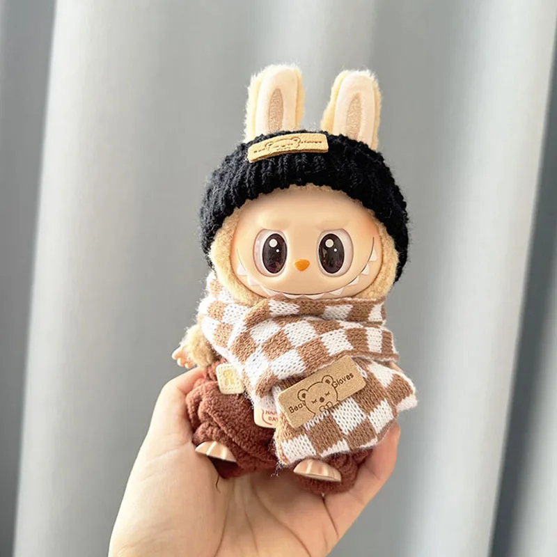 Para labubu v1 v2 v3 boneca cachecol macacão terno diy bonito terno para labubu roupas vestir-se acessórios de decoração presentes das crianças