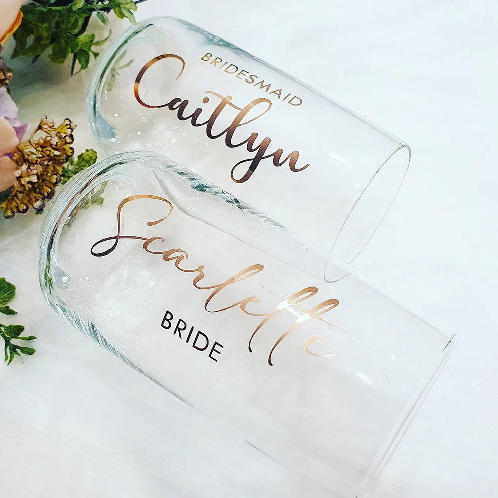 Personalised Name Vinyl Stickers Lettering for Glass Decal Wedding Decor Bridesmaid Proposal Vinyl Stickers Gift Box Name Decal