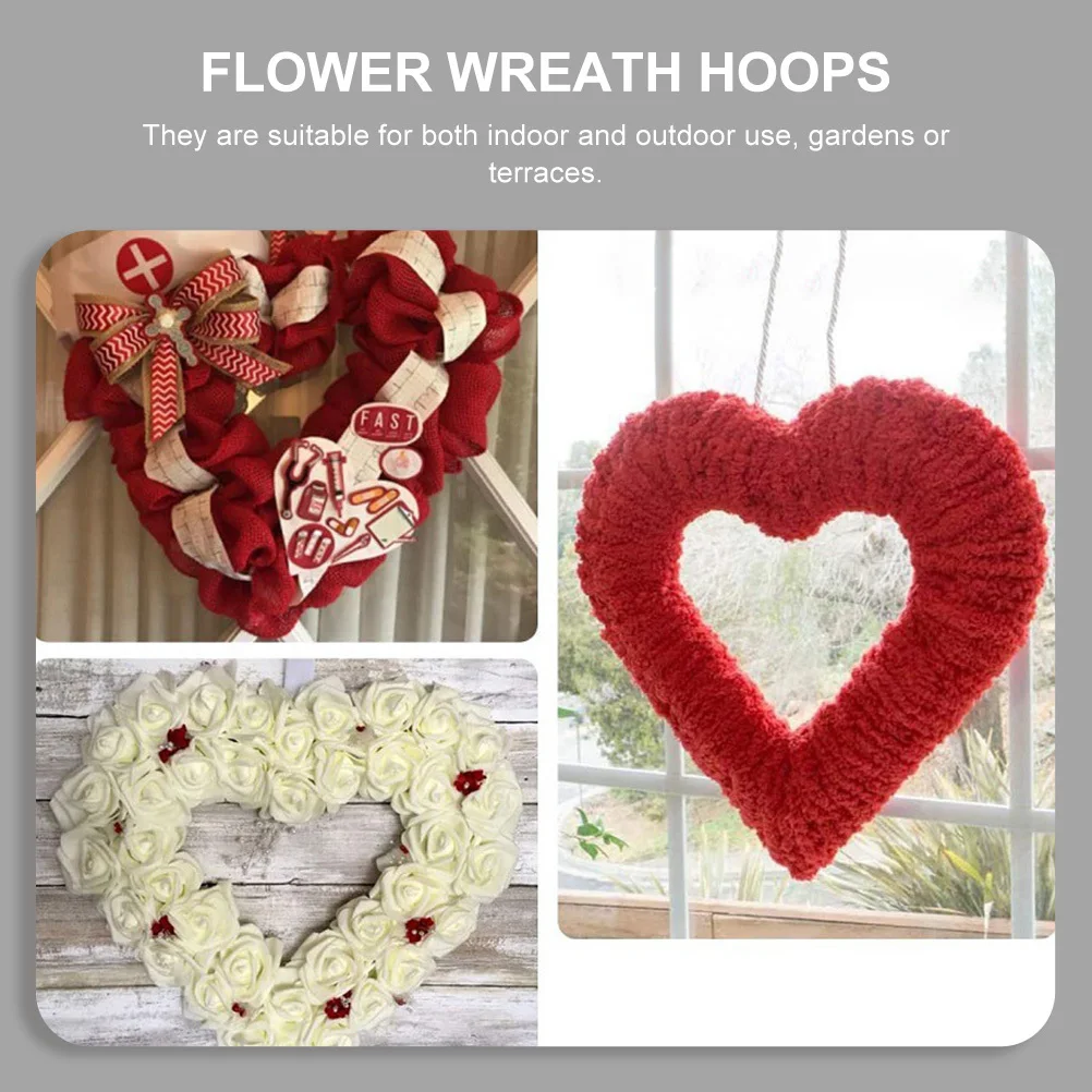 

4Pcs Iron Heart Wreath Frame Metal Wire Rings for DIY Hanging Flower Wreath Making Garden Terrace Decoration Iron Frame