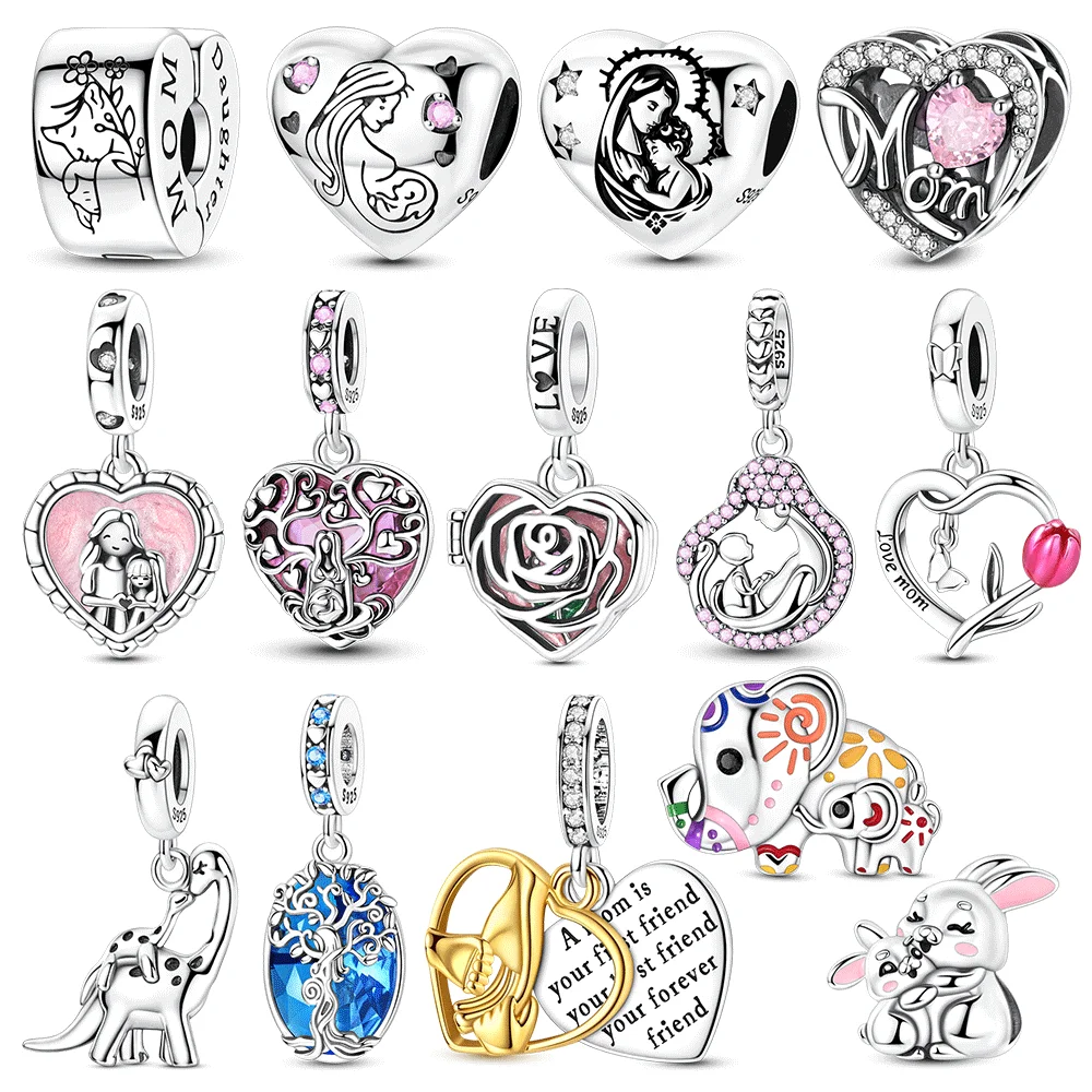 

New Original Charms S925 Sterling Silver Mother‘s Day Pendant Collection Bead Charms Fit Bracelet Pendant Women DIY Jewelry