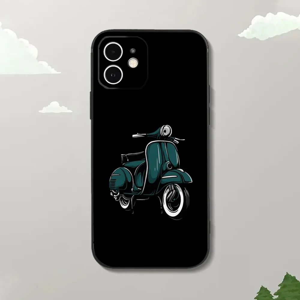 V-VespaS Scooter Phone Case For iPhone15,14,13,12 Mini 11 Pro XR,X,XS,MAX 7,8 Plus Silicone Cover Soft Black - Image 2