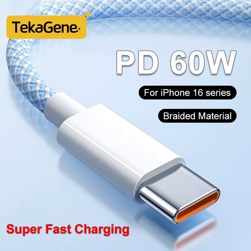 Usb Cable Type C PD 60W Fast Charging Quick Charger Usb C To Type C For Samsung  Xiaomi Oneplus For Apple iPhone 15/16 Pro Max