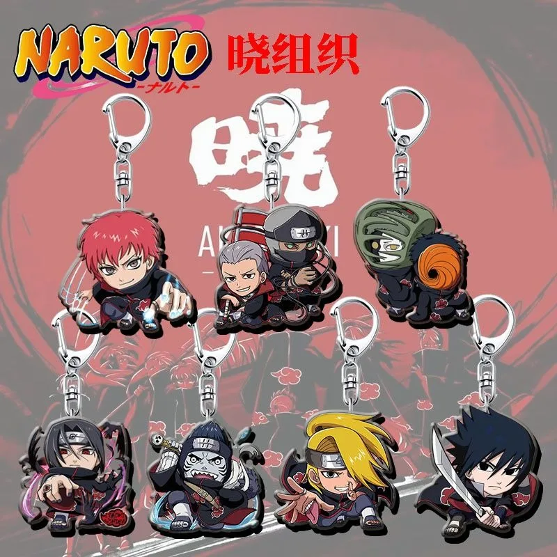 Naruto Akatsuki Anime Peripheral Acrylic Keychain Cute Character Pendant Schoolbag Decoration Key Ring Holiday Gift for Friends