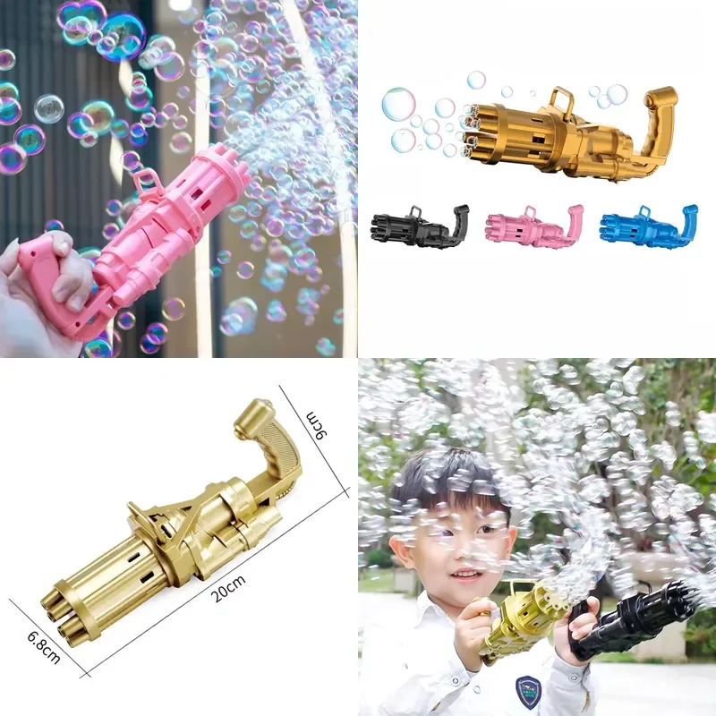 19.5Cm 8 Hole Gatlin Electric Toy Gun Bubble Machine Bubble Gun Outdoor Children Family Party Beach