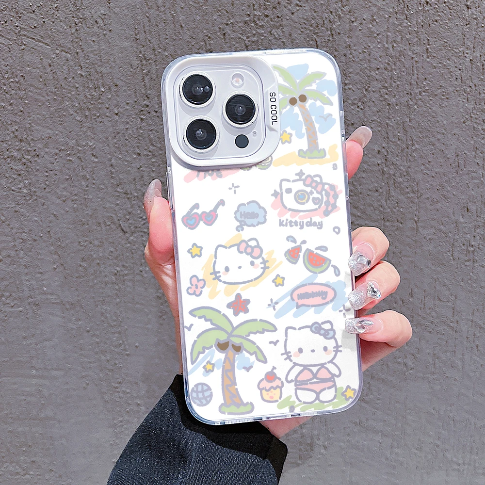 Cute Hello Kitty Holiday Phone Cases for Apple iPhone 16 15 14 Plus Case 11 12 13 Pro Max XR XS X 7 8 Shockproof Bumper Cover