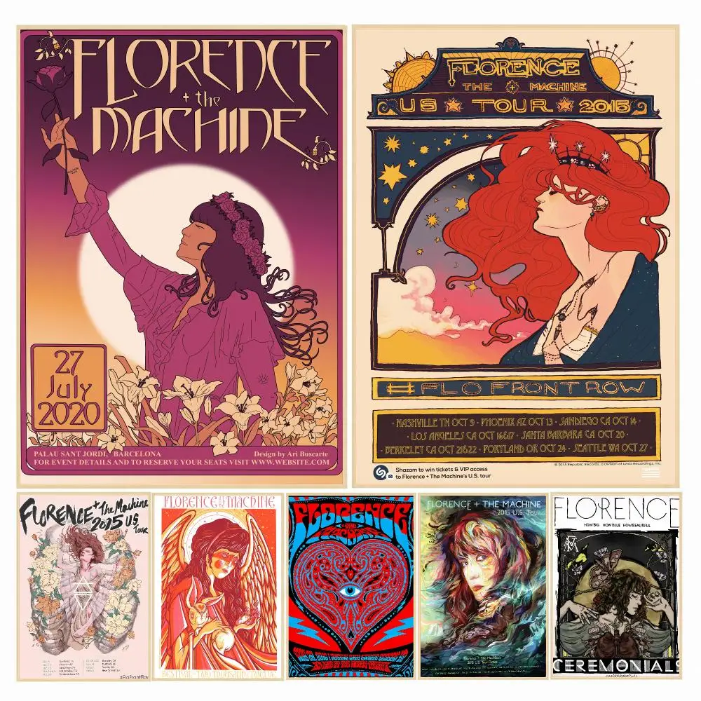 band F-Florence and the Machine-E Poster Decorative Wall Art Sticker for Cafe Office Bedroom and Living Room