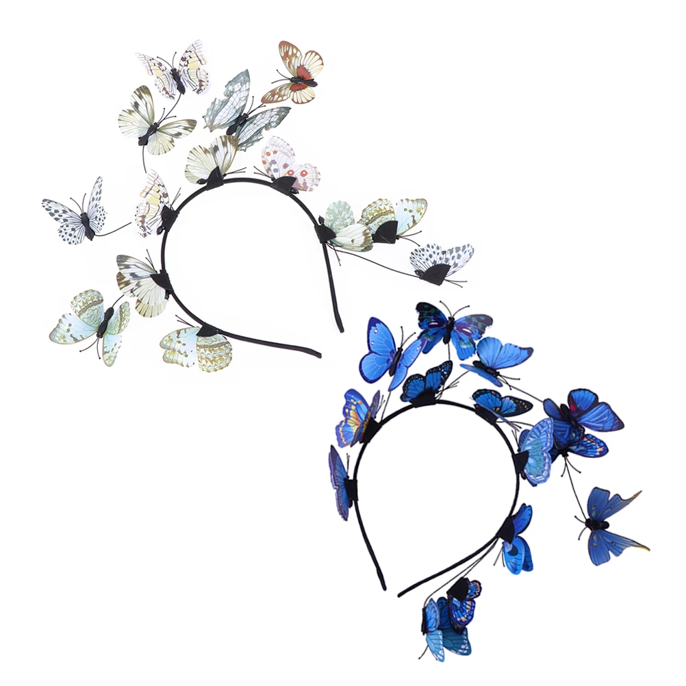 

2Pcs Adjustable Butterflies Headband Women Bridal Hairbands Sparkling Party Wear Comfortable Headdress Accessory