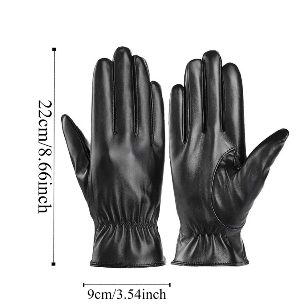 هدية لينة بولي PU قفازات مضادة للبرد مقاوم للماء بلون أسود سميكة قفازات مطوي دفئا يندبروف القفازات الرياضة في الهواء الطلق